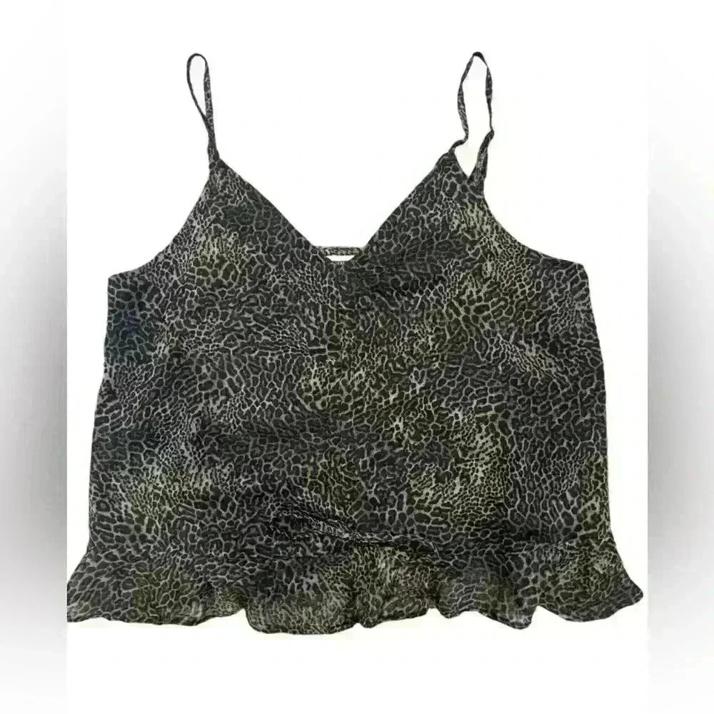 Noisy May  Animal Print Spaghetti Adjustable Straps Frilly Bottom